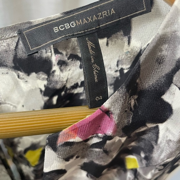 100% silk BCBG Watercolor Print Dress size 4 - Picture 4 of 7